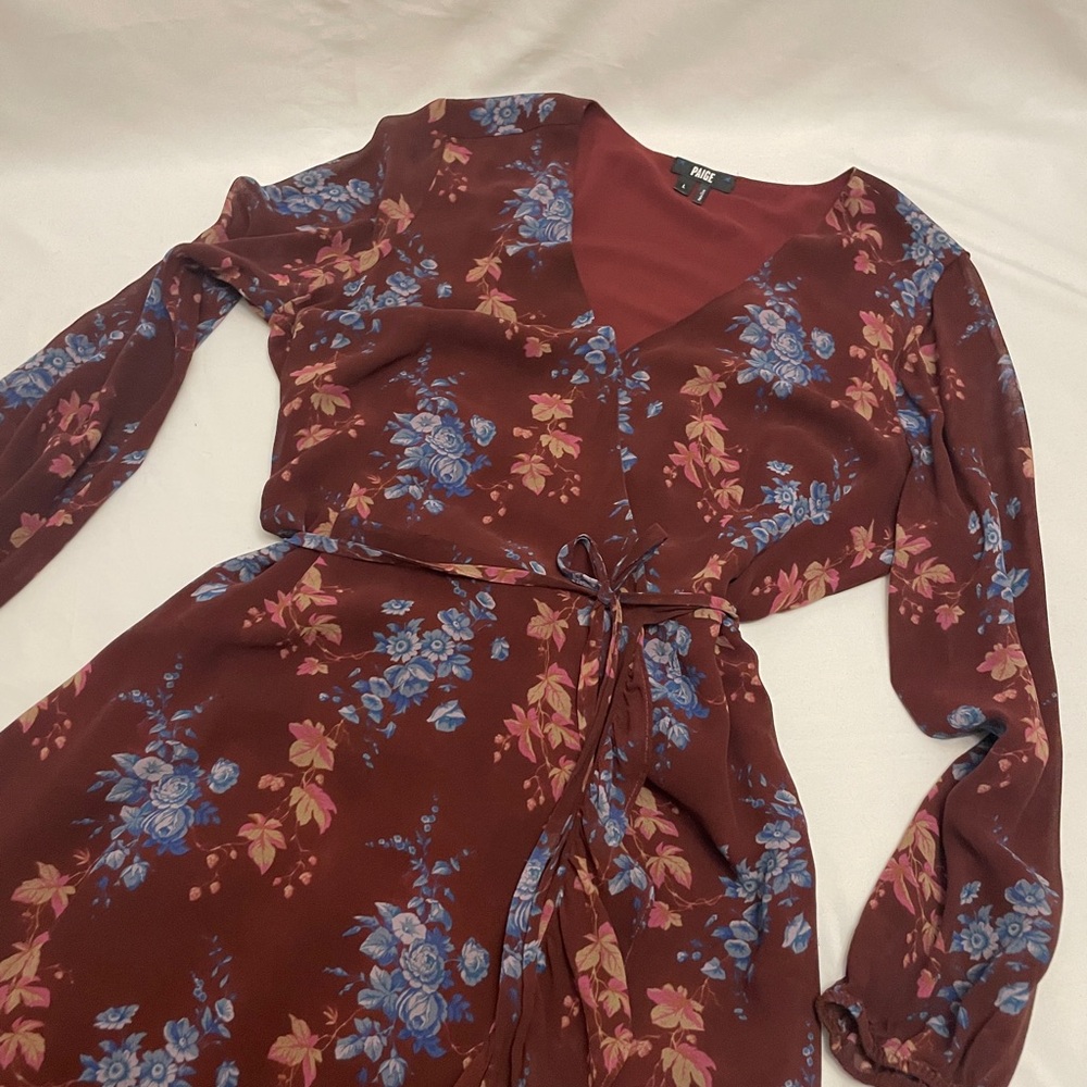 PAIGE Deep Floral Silk Wrap Dress Feminine Ditsy Ethereal Print